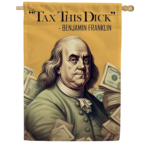 America Forever Tax This Benjamin Franklin House Flag 28 x 40 inch Double Sided Historical Humor Political Americana Money Outdoor Yard Flag