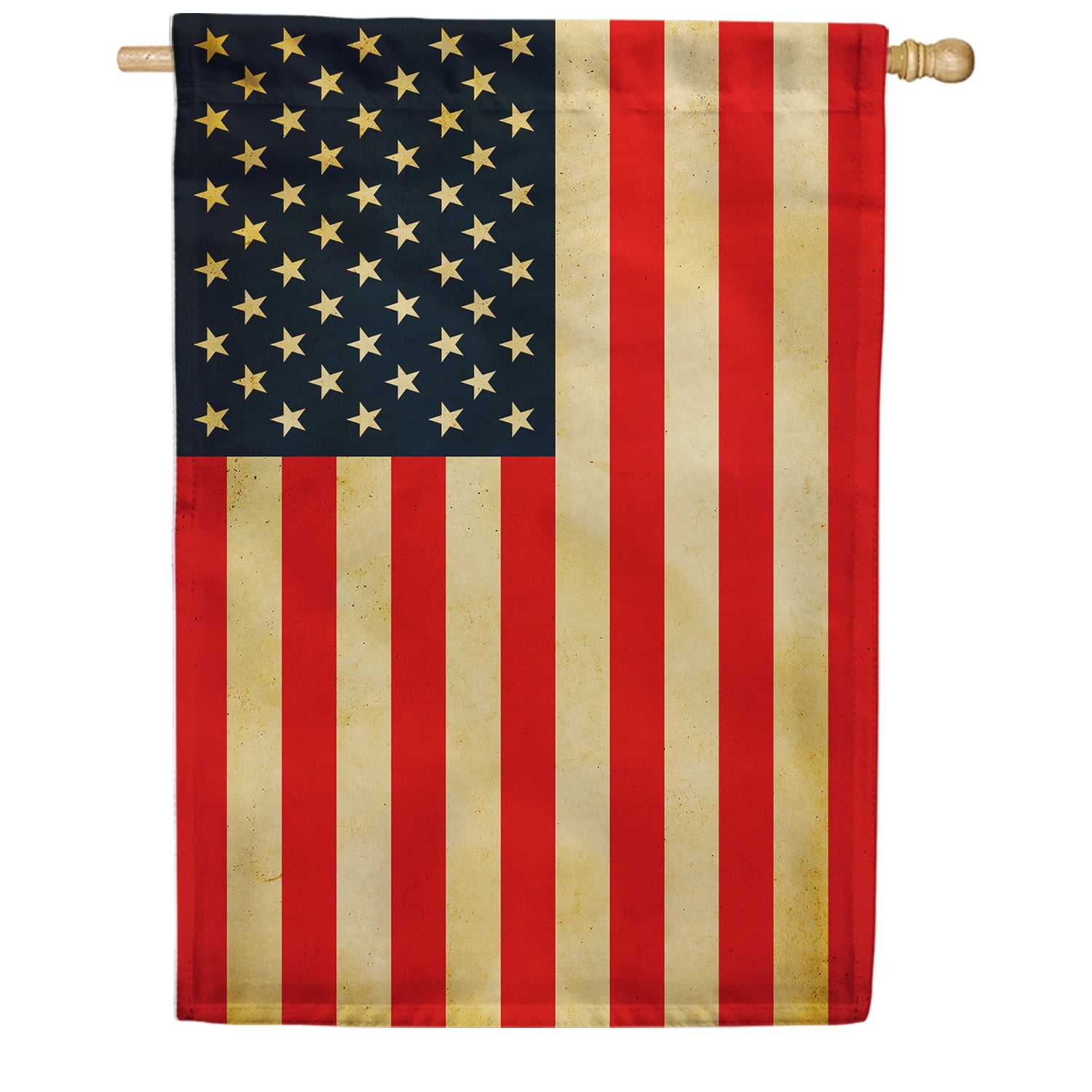 America Forever Tea Stained American Flag 28 x 40 Inch Double Sided Outdoor Yard Decorative Vintage Old Rustic Style Antique USA House Flag, Made in the USA
