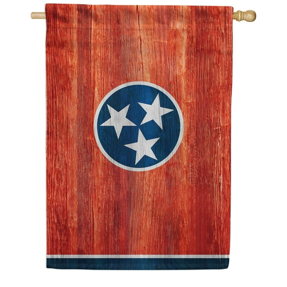 America Forever Tennessee State Flag 28 x 40 Inch Double Sided Outdoor Yard Decorative USA Vintage Wood State of Tennessee House Flag, Made in the USA