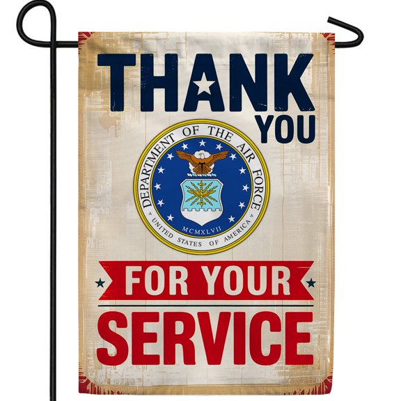 America Forever Thank You Air Force Garden Flag, 12.5 x 18 inch Double Sided, USAF Service Flag, Air Force Military Appreciation, Thank You for Your Service Flag