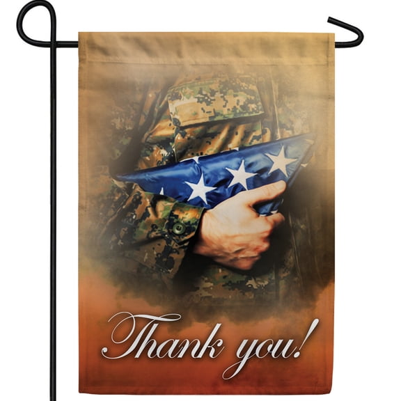 America Forever Thank You Garden Flag, 12.5 x 18 inch Double Sided, Military Veterans Support Troops American Flag Patriotic Memorial Day Outdoor Decorations Yard Flag