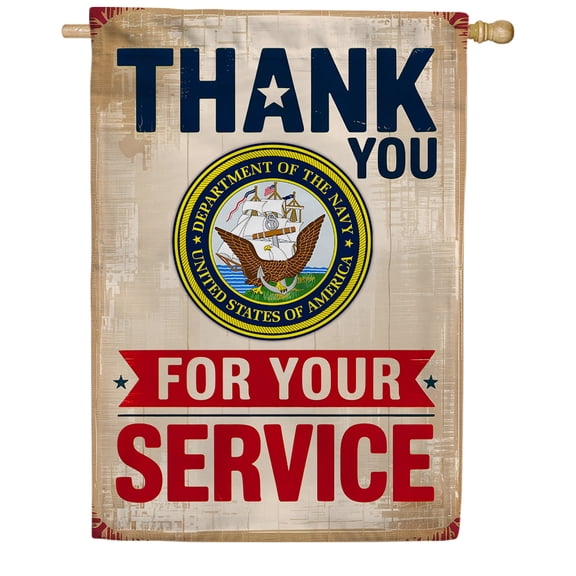 America Forever Thank You Navy House Flag, 28 x 40 inch Double Sided, US Navy Service Flag, USN Military Appreciation, Thank You for Your Service Flag