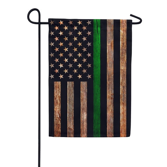 America Forever Thin Green Line Garden Flag 12.5 x 18 Inch Double Sided Outdoor Yard Decorative American Flags Supporting Law Enforcement and Military, Made in the USA