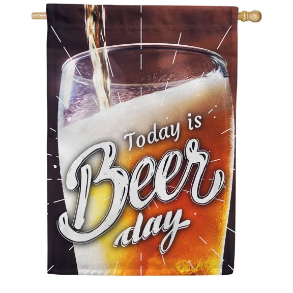 America Forever Today is Beer Day Summer House Flag 28 x 40 inches Cold Beverage Drink Happy Hour Double Sided Seasonal Yard Outdoor Decorative Beer Thirty House Flag