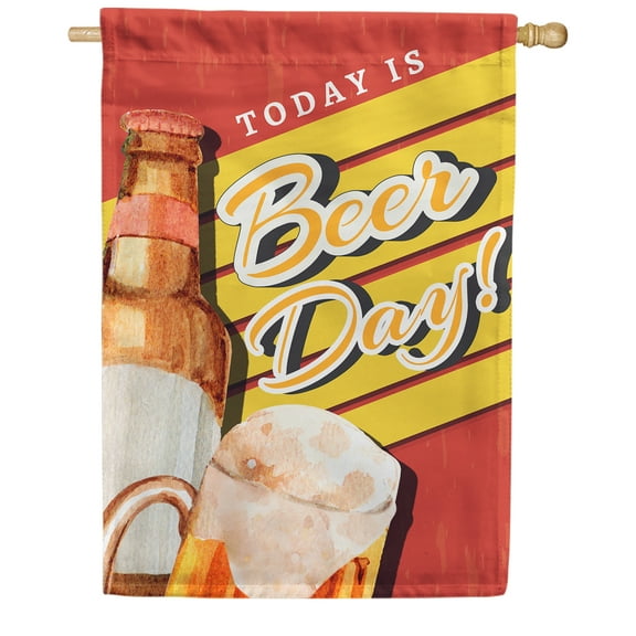 America Forever Today is Beer Day Summer House Flag 28 x 40 inches It's Cool Beer Drink Beverage Mug Bottle Happy Hour Double Sided Seasonal Yard Outdoor Decorative Beer Thirty House Flag
