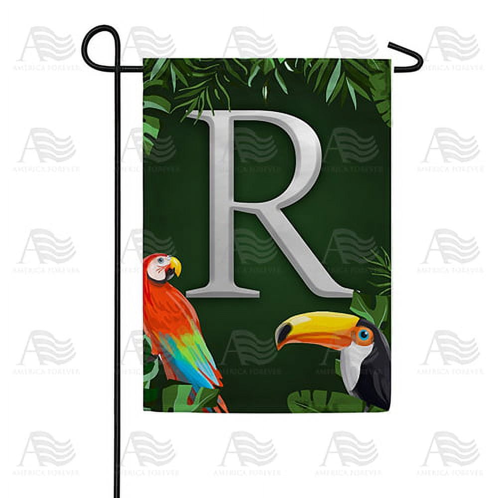 America Forever Tropical Bird Summer Monogram Garden Flag Letter R 12.5 ...