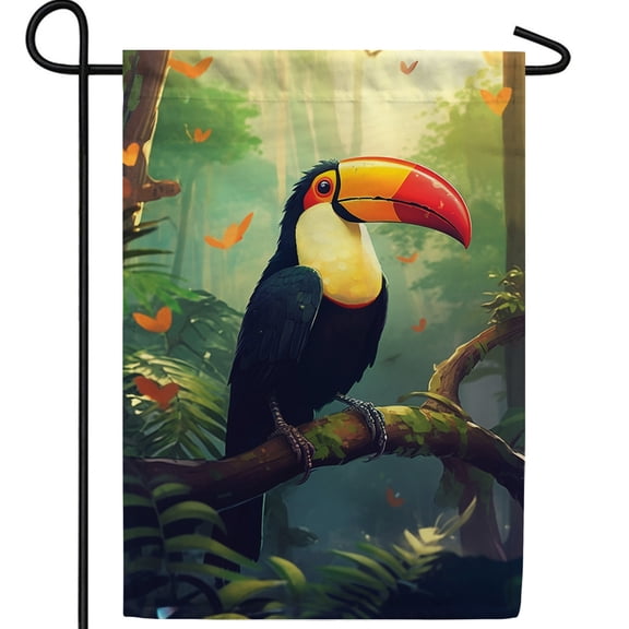 America Forever Tropical Toucan Garden Flag 12.5 x 18 inch Double Sided Exotic Bird Rainforest Jungle Tropical Paradise Outdoor Yard Decorative Flag