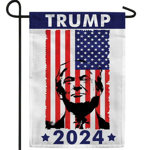 America Forever Trump 2024 Double Sided Garden Flag - Stars & Stripes Trump, Pro Trump 2024, Keep America Great, Save America Make America Great Again Yard Outdoor Decor 12.5 x 18 inches