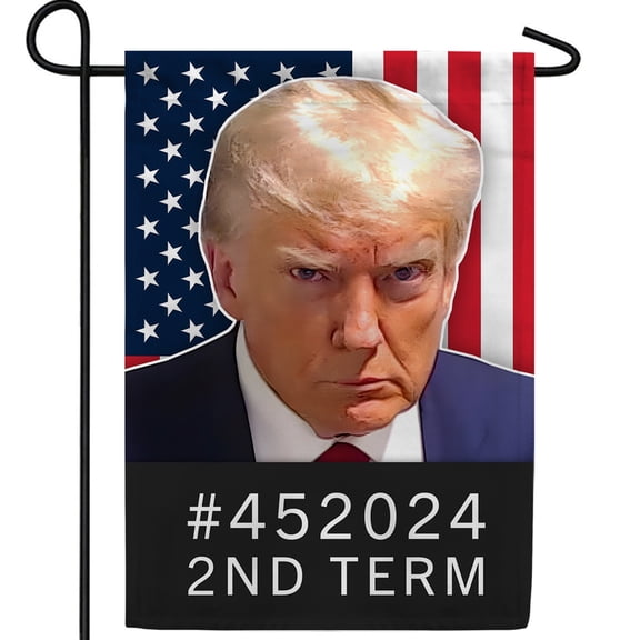 America Forever Trump Second Term Garden Flag, 12.5 x 18 inch Double Sided, #45 2024 2nd Term Political Election Presidential Campaign American Flag Patriotic Outdoor Yard Decor