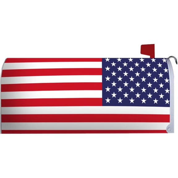 America Forever USA Mailbox Cover, 6.5 x 19 inch Magnetic, American Flag Stars Stripes Design, Patriotic 4th July Memorial Day, Weatherproof Outdoor Decoration