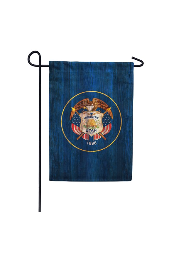 America Forever Utah State Flag 12.5 x 18 Inch Double Sided Outdoor Yard Decorative USA Vintage Wood State of Utah Garden Flag, Made in the USA