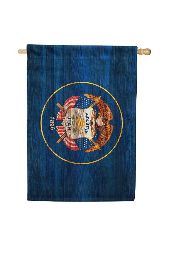 America Forever Utah State Flag 28 x 40 Inch Double Sided Outdoor Yard Decorative USA Vintage Wood State of Utah House Flag, Made in the USA