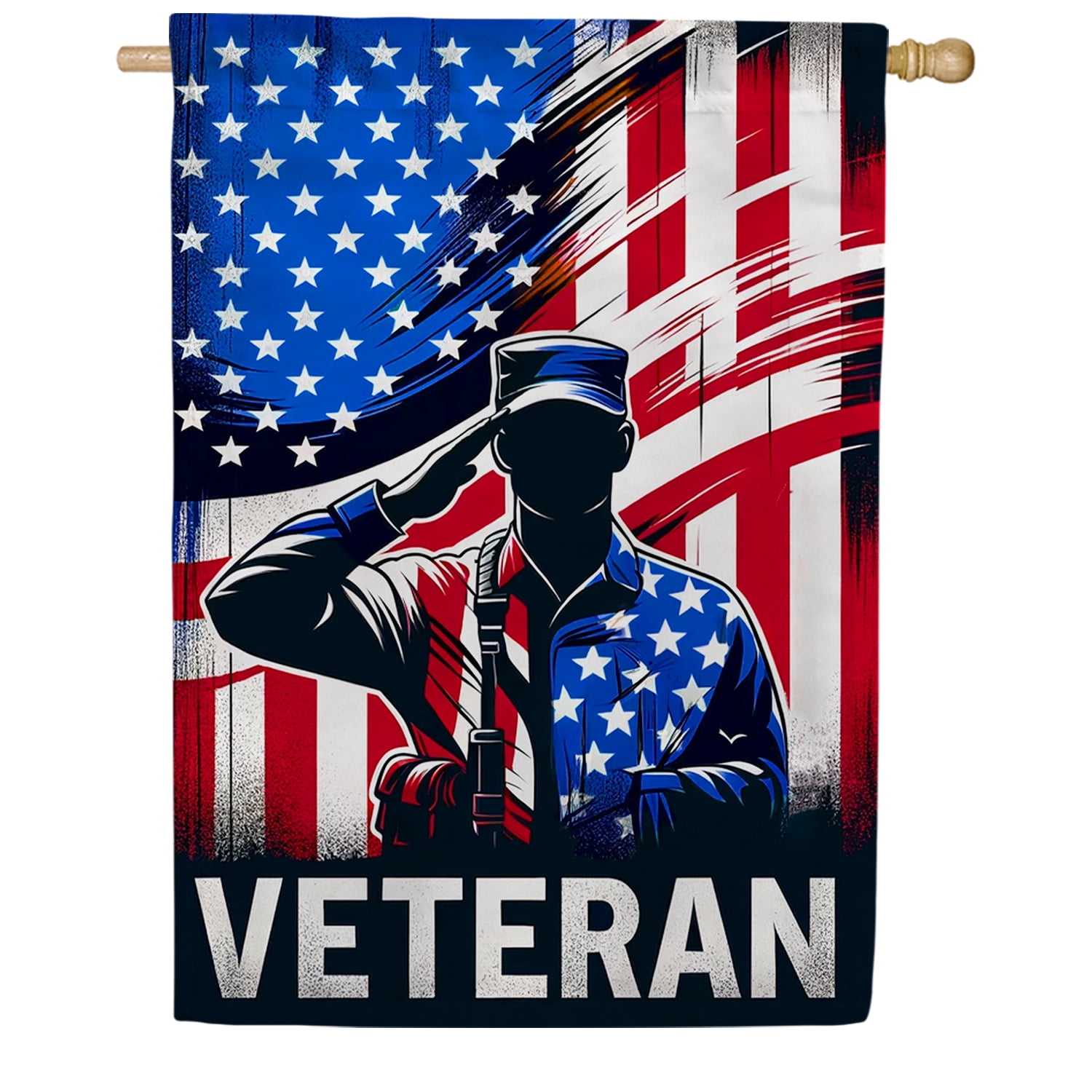 America Forever Veteran Military House Flag, 28x40 inch Double Sided, Armed Forces Soldiers Vets, USA Soldier and Heroes, Patriotic Veterans Day Thank You Banner, Yard Flags for Outdoor