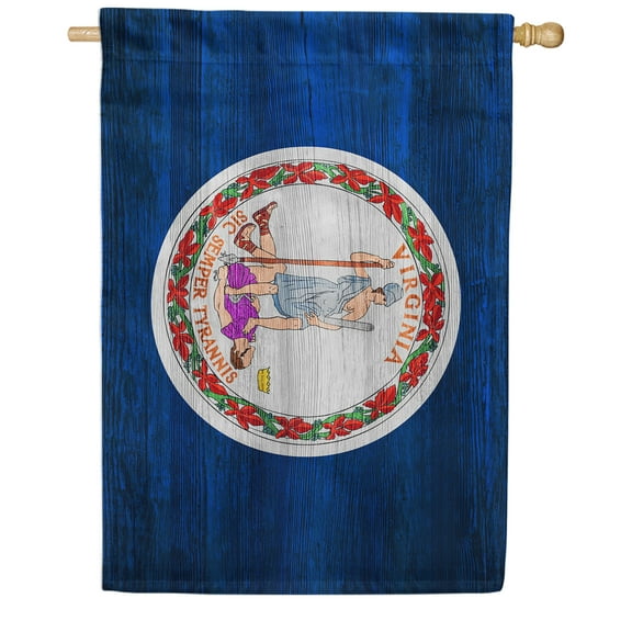America Forever Virginia State Flag 28 x 40 Inch Double Sided Outdoor Yard Decorative USA Vintage Wood State of Virginia House Flag, Made in the USA