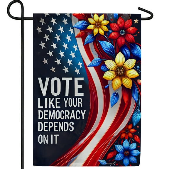 America Forever Vote Like Your Democracy Depends On It Garden Flag, 12.5 x 18 inches Double Sided, Vote for Democracy, Political Campaign Statement Flag for Yard, Democratic Party Kamala Support Flag