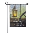 thumbnail image 1 of America Forever Warm Winter Wishes Garden Flag Double Sided Vertical Decorative 12.5 x 18 inches for Outdoor, Yard, Porch Happy Holidays Welcome Candle Lamp Rustic Farmhouse Garden Flag, 1 of 3