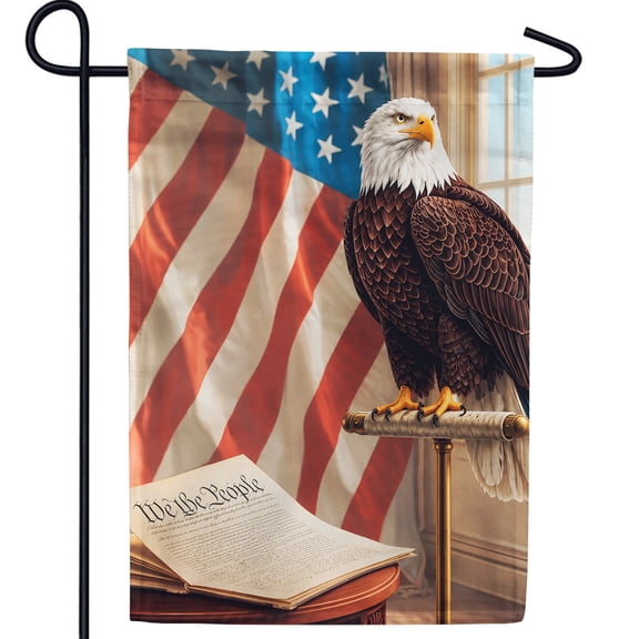 America Forever We The People Bald Eagle Garden Flag 12.5 x 18 Inch Double Sided Patriotic Constitution American Flag Outdoor Decor