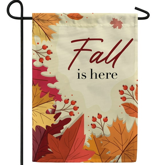 America Forever Welcome Fall is Here Garden Flag, 12.5 x 18 inches Double Sided, Welcome Autumn Garden Flag, Maple Leaves Outdoor Seasonal Flags Decorative for Yard, Lawn, and Garden Decor