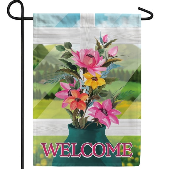 America Forever Window Spring Flowers Garden Flag, 12.5 x 18 inch Double Sided, Welcome Window Flower Bouquet Vase Spring Garden View Outdoor Yard Decor