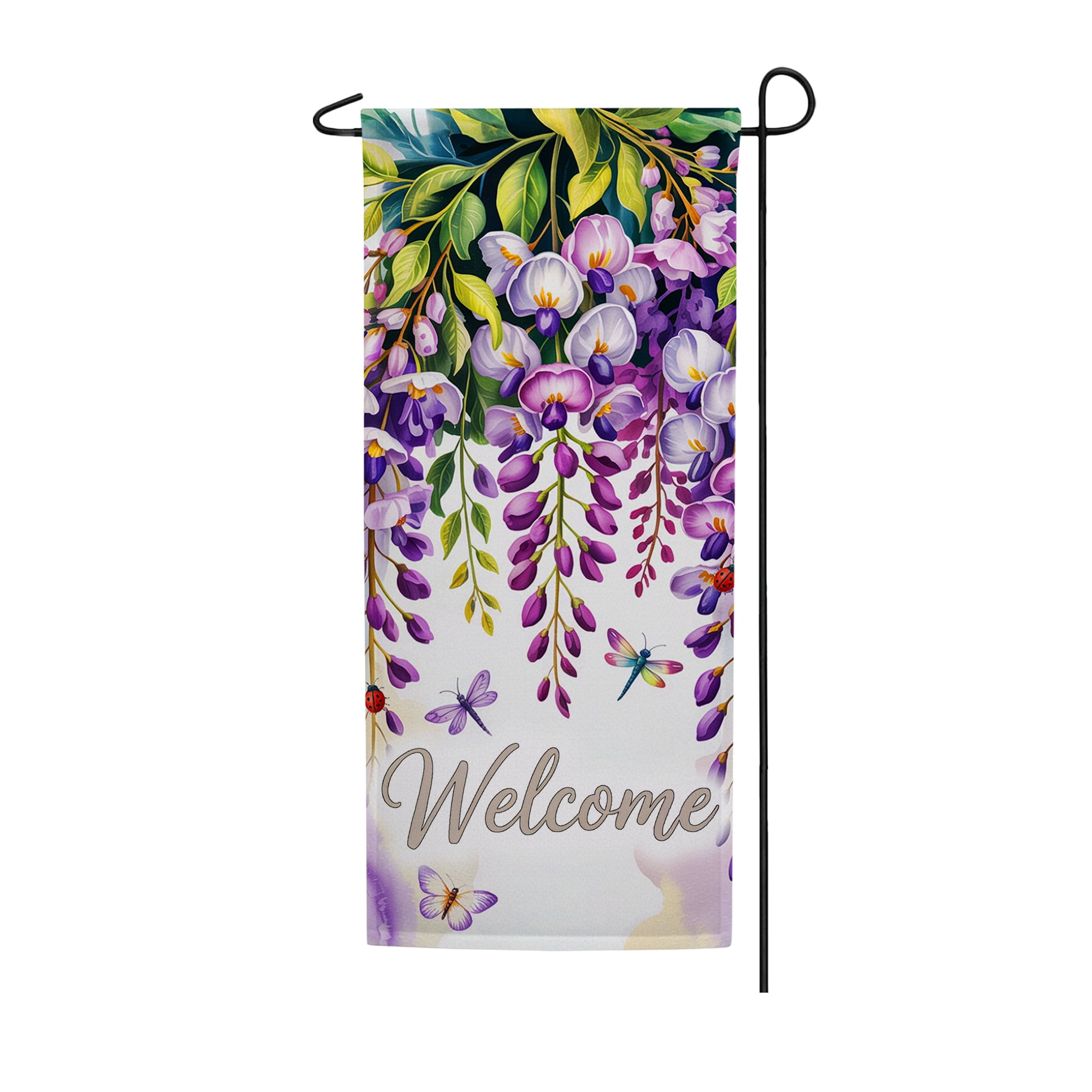 America Forever Welcome Spring Tulips Garden Banner Flag, 12.5 x 28 inch Double Sided, Potted Flower Decor, Colorful Tulip Garden Flag, Spring Outdoor Yard Decoration