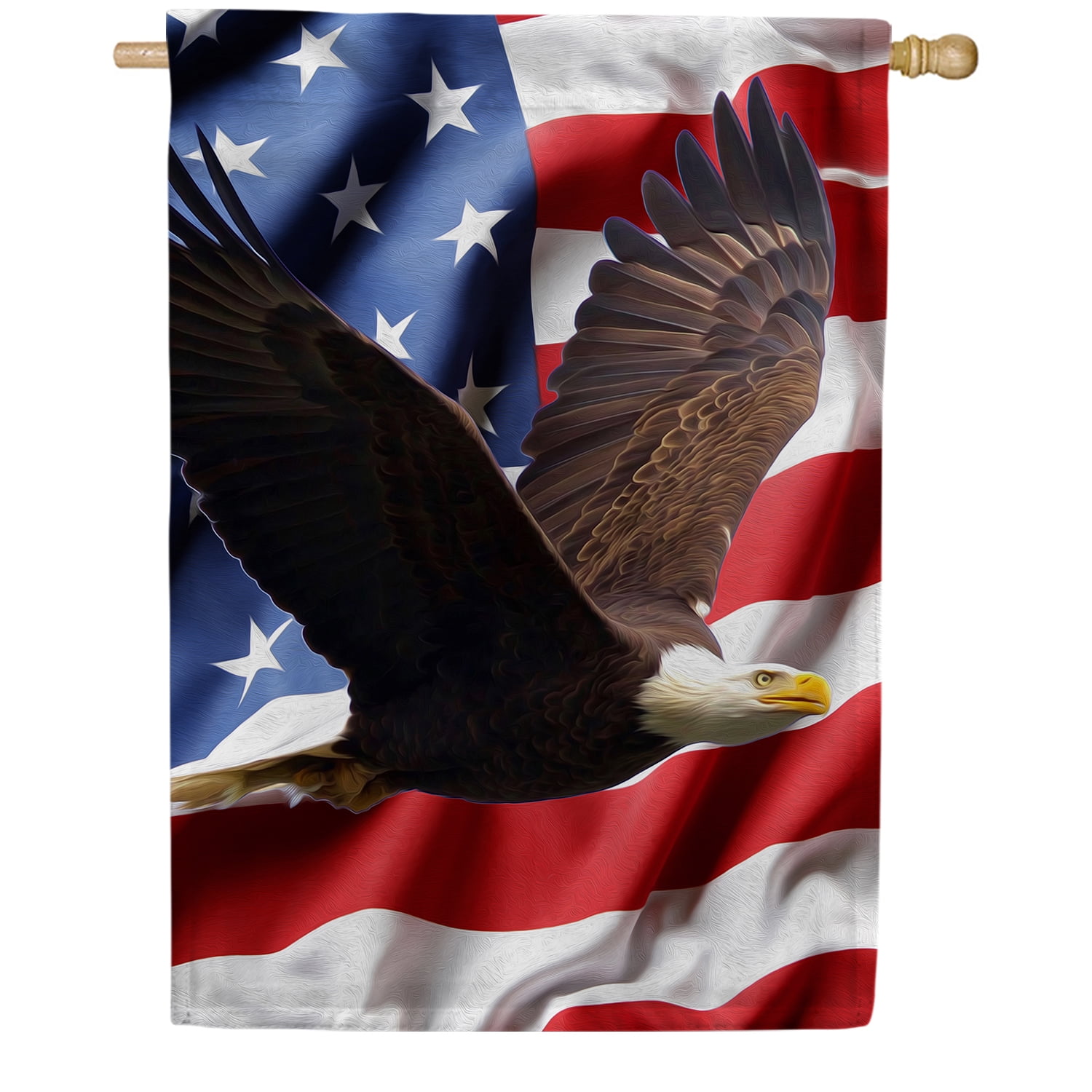 America Forever Wings of Freedom House Flag, 28 x 40 inch Double Sided, Bald Eagle American Flag Patriotic 4th of July Liberty Freedom Wings Soaring Outdoor Decor