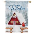 thumbnail image 1 of America Forever Winter At The Chalet House Flag, 28 x 40 inch Double Sided, Cabin Snowy Forest Cardinal, Happy Winter Banner, Holiday Outside Decorations Yard Flag, 1 of 4