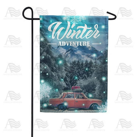 America Forever Winter Forest Garden Flag Double Sided Vertical Decorative 12.5 x 18 inches for Outdoor, Yard, Porch Happy Holidays Red Truck Christmas Mountains Adventure Snowy Forest Garden Flag