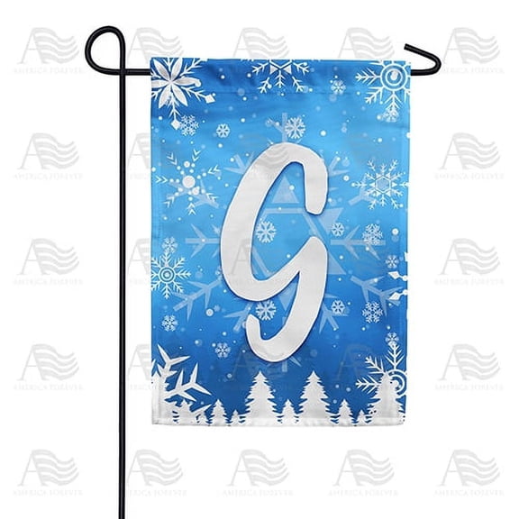 America Forever Winter Monogram Letter G Winter Forest Garden Flag Vertical Double Sided 12.5 x 18 inches Happy Holiday Christmas Seasonal Flags for Outdoor, Yard Porch, Snowflakes Garden Flag