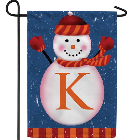 America Forever Winter Monogram Letter K Garden Flag, Snowman Garden Dcor, Vertical Double Sided 12.5 x 18 inches Merry Christmas Snowflake Winter Holiday Seasonal Flags for Outdoor Decoration