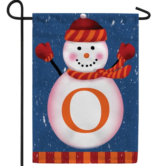 America Forever Winter Monogram Letter O Garden Flag, Snowman Garden Decor, Vertical Double Sided 12.5 x 18 inches Merry Christmas Snowflake Winter Holiday Seasonal Flags for Outdoor Decoration