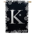 thumbnail image 1 of America Forever Winter Monogram Letter K House Flag Vertical Double Sided 28 x 40 inches Christmas Holiday Seasonal Flags for Outdoor, Yard, Porch Decoration, Silver Snowflakes Decoration, 1 of 4