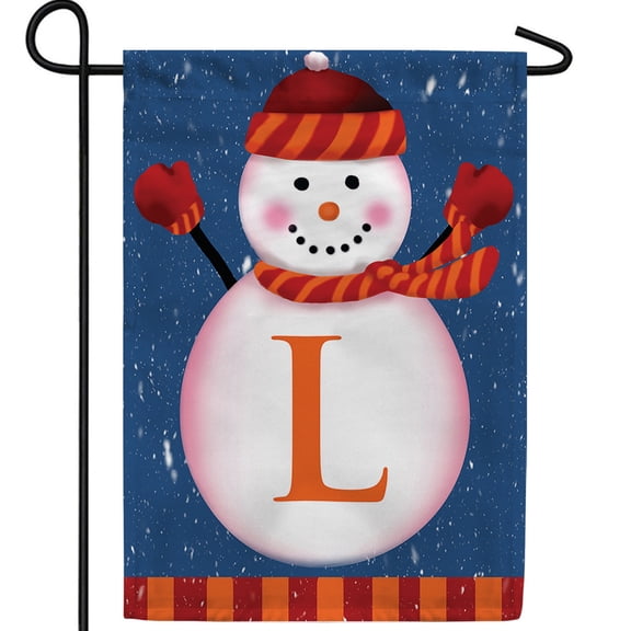 America Forever Winter Monogram Letter L Garden Flag, Snowman Garden Dcor, Vertical Double Sided 12.5 x 18 inches Merry Christmas Snowflake Winter Holiday Seasonal Flags for Outdoor Decoration