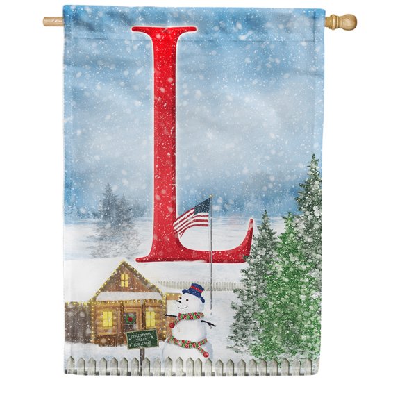 America Forever USA Winter Letter L Double Sided House Flag 28 x 40 inches