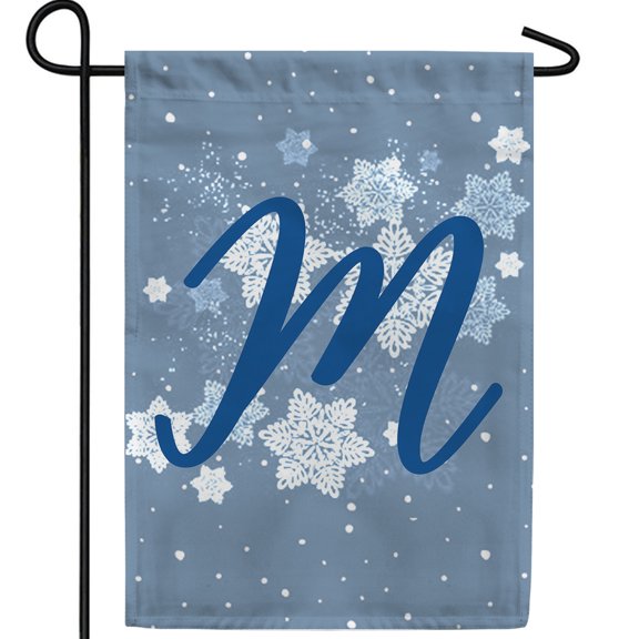 America Forever Winter Letter M Double Sided Garden Flag 12.5 x 18 inch