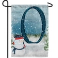 thumbnail image 1 of America Forever Winter Monogram Letter O Garden Flag Vertical Double Sided 12.5 x 18 inches American Snowman in Winter, Holiday Seasonal Flags for Outdoor Decoration, Snowfall Celebration Garden Flag, 1 of 4