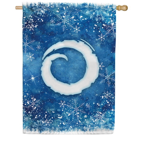 America Forever Winter Monogram Letter O House Flag Vertical Double Sided 28 x 40 inches Snowy Winter Holiday Seasonal Flags for Outdoor, Yard, Porch Decoration, Blue Background, Snowflake House Flag