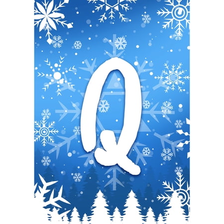 America Forever Winter Monogram Letter Q Winter Forest Garden Flag Vertical Double Sided 12.5 x 18 inches Happy Holiday Christmas Seasonal Flags for Outdoor, Yard Porch, Snowflakes Garden Flag