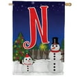 thumbnail image 1 of America Forever Winter Snowman Monogram Letter N House Flag 28 x 40 inch Double Sided, Christmas Snowman Flag, Xmas Tree Winter Holiday Farmhouse Yard Seasonal Xmas Outdoor DÃ©cor, 1 of 5