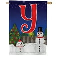 thumbnail image 1 of America Forever Winter Snowman Monogram Letter Y House Flag 28 x 40 inch Double Sided, Christmas Snowman Flag, Xmas Tree Winter Holiday Farmhouse Yard Seasonal Xmas Outdoor DÃ©cor, 1 of 1