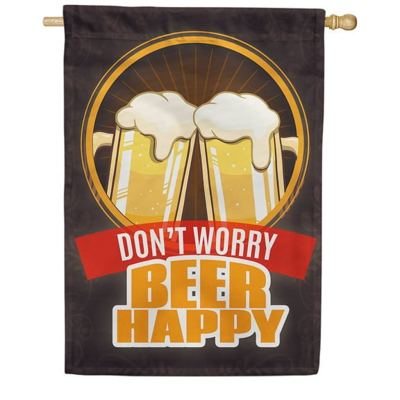 America Forever Don't Worry Beer Happy Summer House Flag 28 x 40 inches Party Happy Hour Friends Drinking Double Sided Seasonal Yard Outdoor Decorative Good Times House Flag