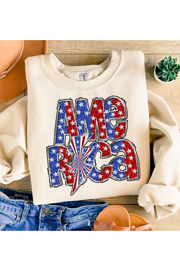 America Glitter Faux Sequins American Patriotic, American Flag 4th Of July Freedom, Indepe