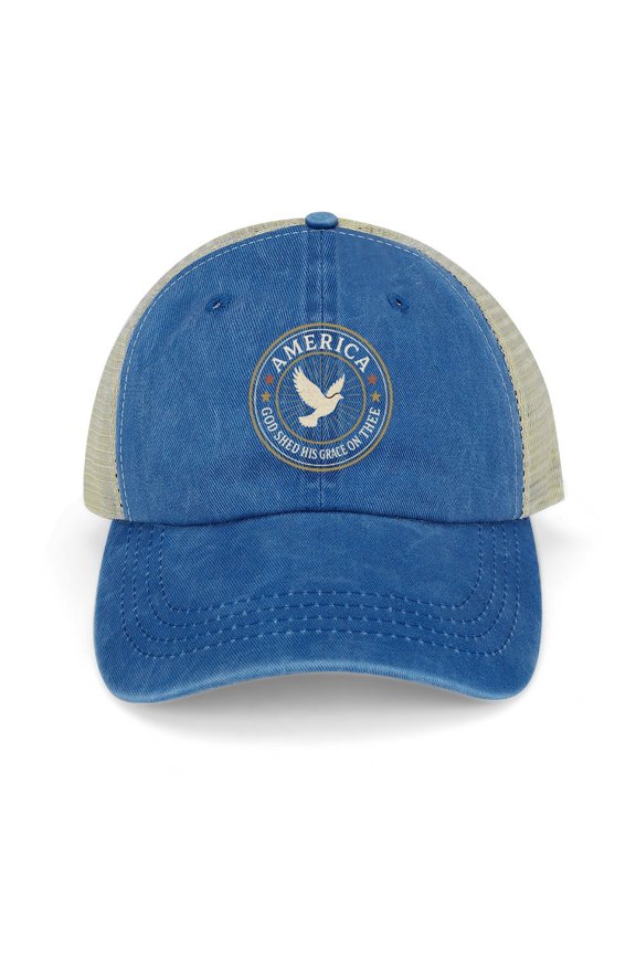 America God Shed His Grace On Thee Dark Blue Baseball Cap for Men Women, Adjustable Snapback Hats Trucker Hat