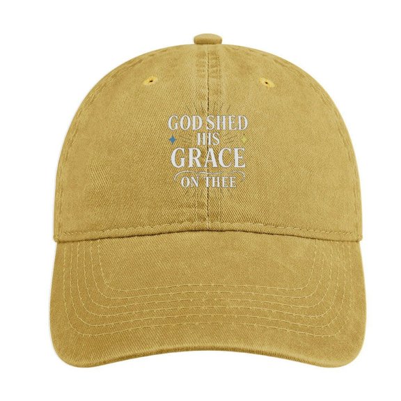 America God Shed His Grace On Thee Sand Colour Cotton Baseball Cap for Men Women, Outdoor Casual Adjustable Hat