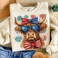 thumbnail image 1 of America Highland Cow Sweatshirt, Western USA Crewneck, 4th of July Pullover, Patriotic Cow Top, Memorial Day Sweatshirt, 1 of 5