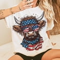 thumbnail image 1 of America Highland Cow T-Shirt, Western 4th of July Shirt, Boy USA 4th of July Shirt, Toddler USA Independence Day Shirt, 1 of 5