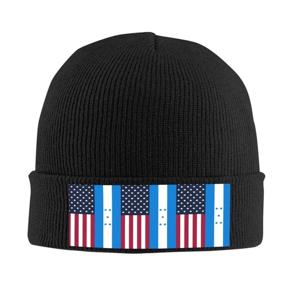America Honduran Flag Beanie Hat Knit Hat Skull Cap for Men Women Winter Hat Black