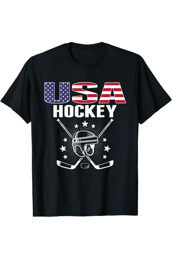 America Ice Hockey Fans Jersey USA Flag Support Hockey Team Women Kids Men T-Shirt, Unisex T-Shirt