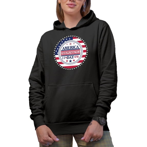 America Independence 17 Day 76, Black Hooded Sweatshirt or Hoodie, Small