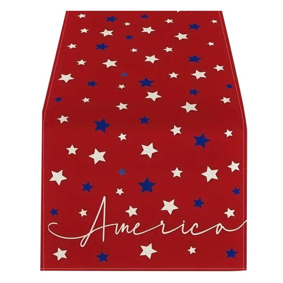 America Independence Day Table Runners 12.99x72.05in - Patriotic Red White Blue Star Polyester Kitchen Dining Decor for 4th of July, Memorial Day, Veterans Day Celebrations(Shape-A)