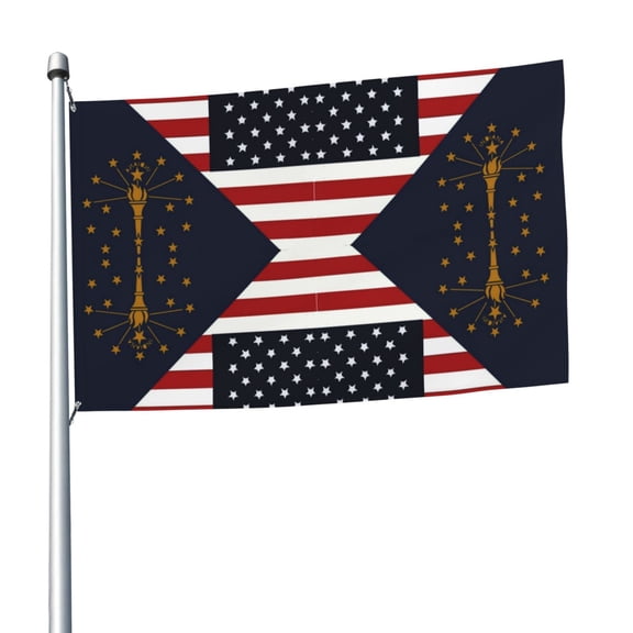 America Indiana Flag Flag 5x8 Ft Print Vivid Color Light-Weighted Flags With Grommets